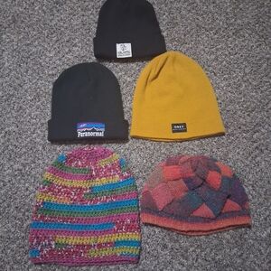 Colorful Knit and Branded Beanie Set